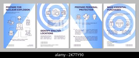 Preparare il modello della brochure gradiente blu per l'esplosione nucleare Illustrazione Vettoriale