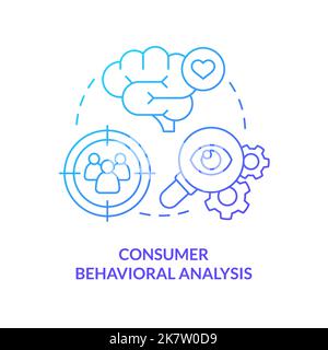 Concetto di analisi comportamentale del consumatore icona del gradiente blu Illustrazione Vettoriale