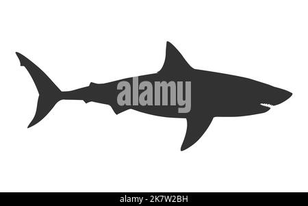 shark grande puntatore bianco silhouette vista laterale vettore isolato su sfondo bianco Illustrazione Vettoriale