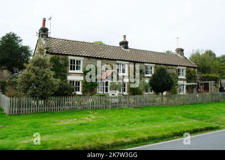 Graziosi cottage terrazzati a Hutton le Hole, Yorkshire, UK - John Gollop Foto Stock