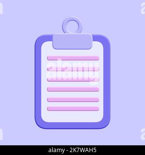 Icona documento. Isolato su blu. Rendering 3D. Foto Stock