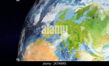 Globo terrestre realistico incentrato sull'Europa Foto Stock
