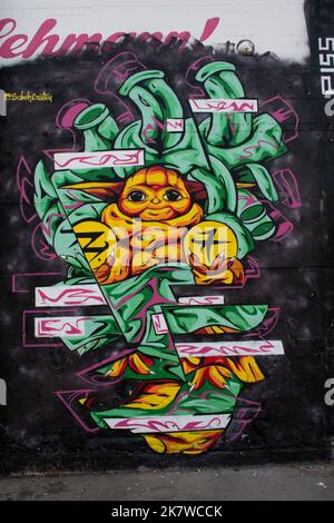 Graffiti di Seboh creazione nel GREZZO Gelände, Friedrichshain, Berlino Foto Stock