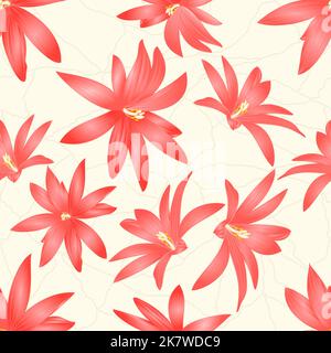 Texture senza cuciture Cactus pasquale con fiori tropicali succulente crepe nella porcellana vintage vettore illustrazione Illustrazione Vettoriale