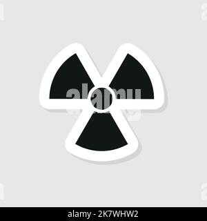 Segnale di pericolo radioattivo. Simbolo di radiazione nucleare non ionizzante. Immagine del segnale di avvertimento circolare giallo con l'icona del trifoglio all'interno. Attenzione. Dang Illustrazione Vettoriale