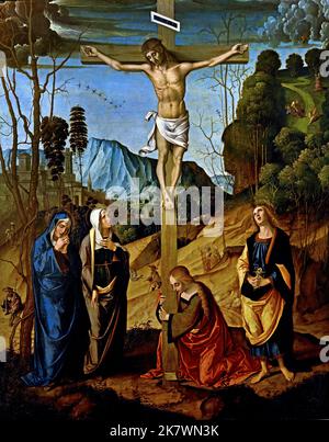 Crocifissione 1500 Marco Palmezzano 1459-1539 Italia Italiano Foto Stock