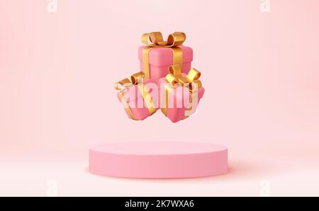 3D stile natalizio scena podio prodotto Illustrazione Vettoriale