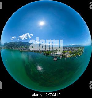 Splendida vista sul quartiere austriaco di Bregenz, sul lago di Costanza Foto Stock
