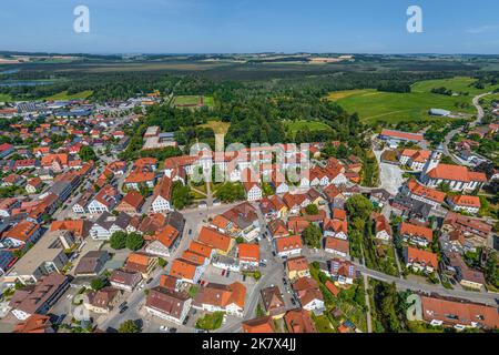 Veduta aerea della cittadina di Bad Wurzach, nella Swabia superiore Foto Stock