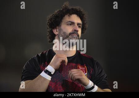 Leigh, Regno Unito. 19th Ott 2022. Leigh Sports Village, Leigh, Lancashire, 19th ottobre 2022 Coppa del mondo di Rugby League 2021 Galles Rugby League vs Cook Irelands Rugby League Rhys Williams of Wales Rugby League Credit: Touchlinepics/Alamy Live News Foto Stock