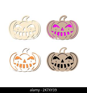 Set di zucca di Halloween. Halloween festa modelli per la decorazione domestica, taglio laser, crafting, illustrazione vettoriale Illustrazione Vettoriale