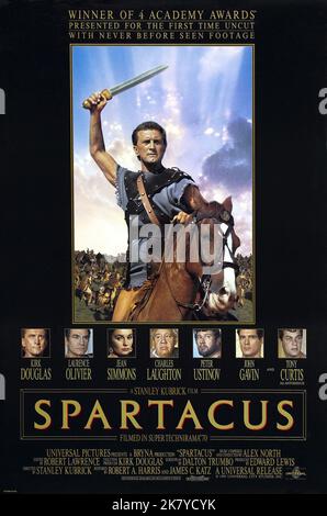 Kirk Douglas, Laurence Olivier, Jean Simmons, Charles Laughton, Peter Ustinov, John Gavin & Tony Curtis Poster Film: Spartacus (USA 1960) / Literaturverfilmung (basato sul libro di Howard Fast) regista: Stanley Kubrick 06 ottobre 1960 **AVVERTENZA** questa fotografia è solo per uso editoriale ed è copyright di BRINA PRODUCTIONS e/o del fotografo assegnato dalla Film o Production Company e può essere riprodotta solo da pubblicazioni in concomitanza con la promozione del film di cui sopra. È richiesto un credito obbligatorio per LE PRODUZIONI BRYNA. Il fotografo dovrebbe essere accreditato anche quando k Foto Stock