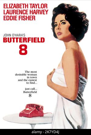 Elizabeth Taylor Poster Film: Butterfield 8 (1960) personaggi: Gloria Wandrous regista: Daniel Mann 04 novembre 1960 **AVVERTENZA** questa fotografia è solo per uso editoriale ed è copyright di MGM e/o del fotografo assegnato dalla Film o dalla Production Company e può essere riprodotta solo da pubblicazioni in concomitanza con la promozione del film di cui sopra. È richiesto un credito obbligatorio a MGM. Il fotografo deve essere accreditato anche quando è noto. Nessun uso commerciale può essere concesso senza autorizzazione scritta da parte della Film Company. Foto Stock