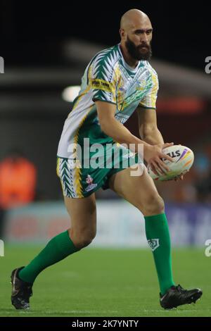 Leigh, Regno Unito. 19th Ott 2022. Leigh Sports Village, Leigh, Lancashire, 19th ottobre 2022 Rugby League World Cup 2021 Wales Rugby League vs Cook Irelands Rugby League Johnathan Ford of Cook Irelands Rugby League Credit: Touchlinepics/Alamy Live News Foto Stock