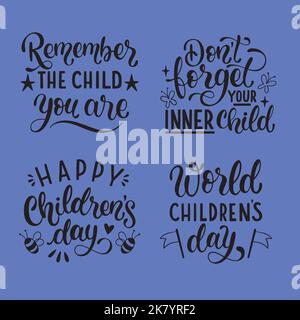 nero bambini s giorno lettere set disegno vettoriale illustrazione Illustrazione Vettoriale