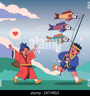 disegno del vettore piatto di giorno dei bambini Illustrazione Vettoriale