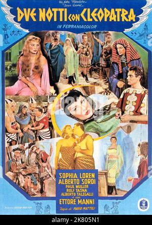 Sophia Loren Poster Film: Due notti con Cleopatra (DUE NOTTI con CLEOPATRA) personaggi: Cleopatr IT 1954, regista: Mario Mattoli 04 febbraio 1954 **AVVERTENZA** questa fotografia è esclusivamente per uso editoriale ed è copyright di ROSA e/o del fotografo assegnato dalla Società di produzione e può essere riprodotta solo da pubblicazioni in concomitanza con la promozione del film sopra citato. È richiesto un credito obbligatorio a ROSA. Il fotografo deve essere accreditato anche quando è noto. Nessun uso commerciale può essere concesso senza autorizzazione scritta da parte della Film Company. Foto Stock