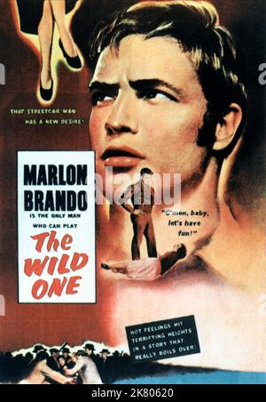 Marlon Brando Poster Film: The Wild One (1953) personaggi: Johnny Strabler regista: László Benedek 30 dicembre 1953 **AVVERTENZA** questa fotografia è solo per uso editoriale ed è copyright di COLUMBIA e/o del fotografo assegnato dalla Film o dalla Production Company e può essere riprodotta solo da pubblicazioni in concomitanza con la promozione del film di cui sopra. È richiesto un credito obbligatorio a COLUMBIA. Il fotografo deve essere accreditato anche quando è noto. Nessun uso commerciale può essere concesso senza autorizzazione scritta da parte della Film Company. Foto Stock