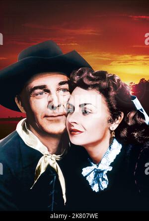 Randolph Scott & Donna Reed Film: Hangman'S Knot (1958) personaggi: Major Matt Stewart, Molly Hull regista: Roy Huggins 15 novembre 1952 **AVVERTENZA** questa fotografia è solo per uso editoriale ed è copyright delle IMMAGINI COLUMBIA e/o del fotografo assegnato dalla Film o dalla Production Company e può essere riprodotta solo da pubblicazioni in concomitanza con la promozione del film di cui sopra. È richiesto un credito obbligatorio per LE FOTO DI COLUMBIA. Il fotografo deve essere accreditato anche quando è noto. Nessun uso commerciale può essere concesso senza autorizzazione scritta da parte della Film Company. Foto Stock