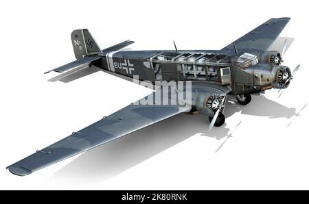 Illustrazione del velivolo di trasporto tedesco Junkers Ju 52, usato durante la seconda guerra mondiale. Foto Stock
