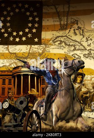 Generale George Armstrong Custer su un cavallo, con la casa bianca sullo sfondo. Foto Stock