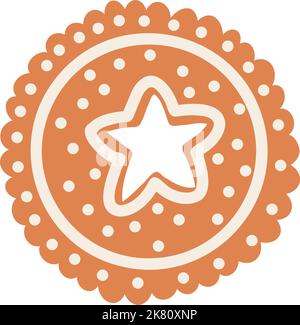 Biscotto di pan di zenzero di Natale in stile cartone animato. Illustrazione vettoriale disegnata a mano del cibo di festa di inverno. Illustrazione Vettoriale