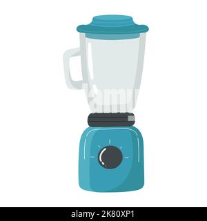 Apparecchio frullatore per centrifuga Vector Realistic Electric Black con chiusura a icona contenitore in vetro isolata su sfondo bianco. Modello di disegno, alimento di salute Illustrazione Vettoriale