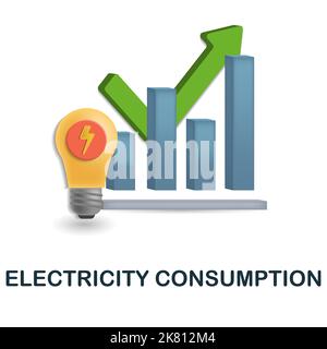 Icona del consumo di elettricità. 3d illustrazione da ecologia e raccolta di energia. Consumo elettrico creativo 3D icona per web design, modelli Illustrazione Vettoriale