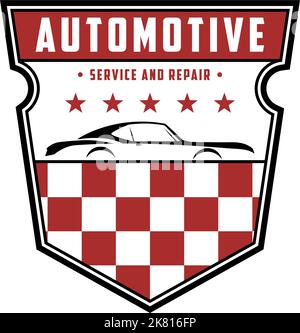 Auto automobile riparazione e assistenza emblema di logo design, meglio per negozio di auto, garage, ricambi logo vettore premium Illustrazione Vettoriale
