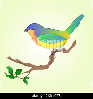 Illustrazione vettoriale di sfondo Bird on Branch Spring Illustrazione Vettoriale