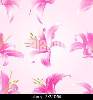 Texture senza cuciture Primavera fiori rosa giglio Daylily vintage vettore illustrazione Illustrazione Vettoriale