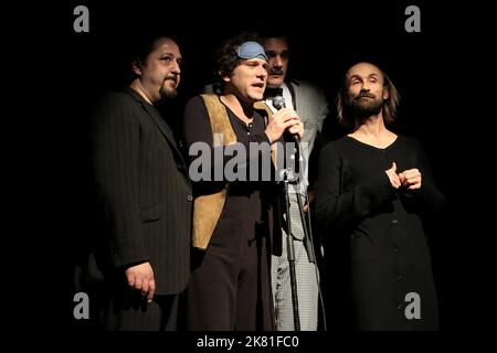 Les Chiche Capon : Fred Blin, Patrick De Valette, Ricardo la Giudice e Matthieu Pillard. 32ème Festival Mont-Blanc Humour. Marte 2016. Saint-Gervais-l Foto Stock