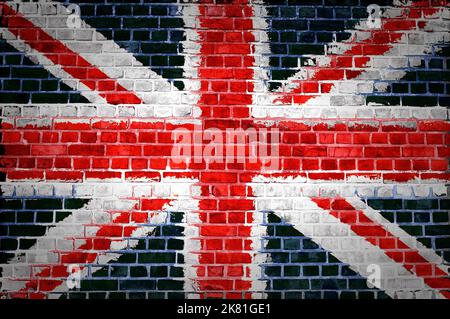Un'immagine dell'Unione jag bandiera dipinta su un muro di mattoni in una collocazione urbana Foto Stock