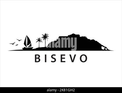 Bisevo Croatian Island Landscape Vector Graphic Illustrazione Vettoriale