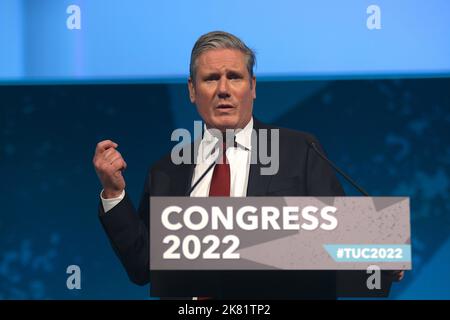 Keir Starmer consegna il suo discorso al Congresso TUC il 20th ottobre 2022 Foto Stock