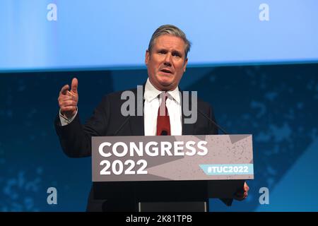 Keir Starmer consegna il suo discorso al Congresso TUC il 20th ottobre 2022 Foto Stock