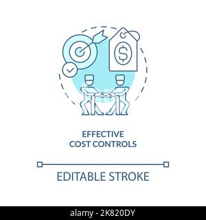 Efficace controllo dei costi icona del concetto turchese Illustrazione Vettoriale