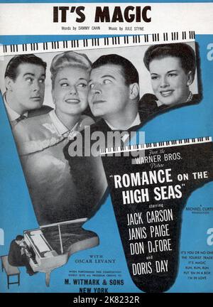 Film poster Film Romance on the High Seas (1949) regista: Michael Curtiz 25 giugno 1948 **ATTENZIONE** questa fotografia è ad uso esclusivamente editoriale ed è copyright DELLA WARNER e/o del fotografo assegnato dalla Film o Production Company e può essere riprodotta solo da pubblicazioni in concomitanza con la promozione del suddetto Film. È richiesto un credito obbligatorio a WARNER. Il fotografo deve essere accreditato anche se conosciuto. Nessun uso commerciale può essere concesso senza l'autorizzazione scritta di The Film Company. Foto Stock