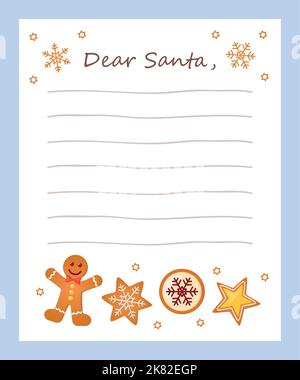 lettera della lista dei desideri di natale a babbo natale per i bambini Illustrazione Vettoriale