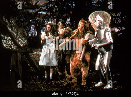 Judy Garland, Ray Bolger, Bert Lahr & Jack Haley Film: The Wizard of Oz (USA 1939) personaggi: Dorothy Gale,Hunk,Zeke & Hickory / Titel Auch: 'Das Zauberhafte Land' regista: Victor Fleming 12 agosto 1939 **AVVERTENZA** questa fotografia è solo per uso editoriale ed è copyright di MGM e/o del fotografo assegnato dalla Film o dalla Production Company e può essere riprodotta solo da pubblicazioni in concomitanza con la promozione del film di cui sopra. È richiesto un credito obbligatorio a MGM. Il fotografo deve essere accreditato anche quando è noto. Nessun uso commerciale può essere concesso senza autore scritto Foto Stock