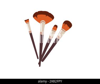 I pennelli cosmetici sono isolati su sfondo bianco.illustrazione del cartone animato vettoriale Illustrazione Vettoriale