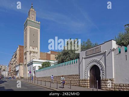 Francia, Parigi, la Grande Moschea di Parigi , Grande Mosquee de Paris, conosciuta anche come la Grande Moschea di Parigi o semplicemente la Moschea di Parigi, si trova in Foto Stock