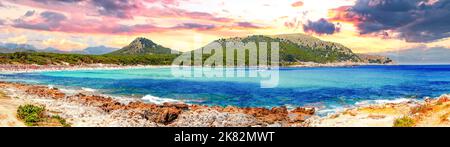 Spiaggia di Cala Agulla vicino a Cala Rajada, Mallorca, Spagna Foto Stock