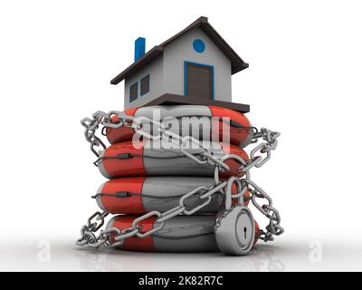 3D immagine Home su blocco salvavalvole Foto Stock