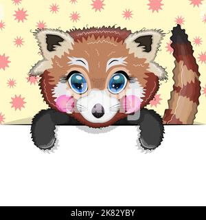 Biglietto d'auguri carino animaletto in possesso di un poster con posto per il testo. Illustrazione Vettoriale