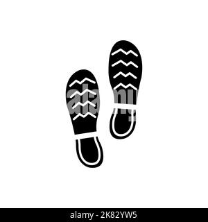 Scarpe da trail. Immagine vettoriale dell'icona footprint su sfondo bianco Illustrazione Vettoriale