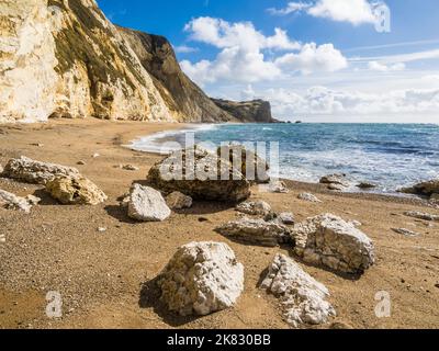 St.Oswald's Bay e Dungy Head sulla Jurassic Coast a Dorset. Foto Stock