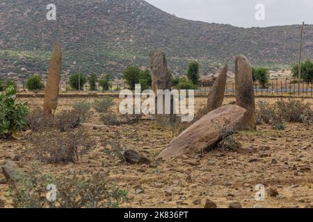 Campo di Gudit stelae ad Axum, Etiopia Foto Stock