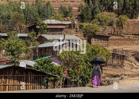 WOLLEKA, ETIOPIA - 14 MARZO 2019: Donna locale nel villaggio di Wolleka, Etiopia. Foto Stock