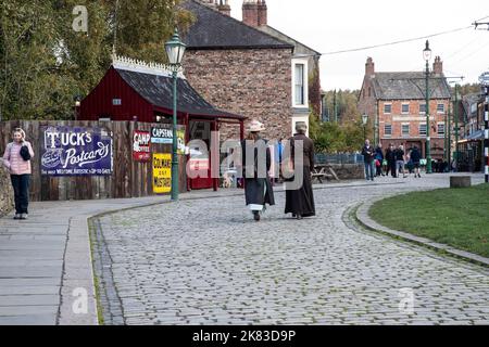 Ricreazione di una città inglese nord-orientale del 1900s al Beamish Living Museum di Co. Durham, Inghilterra, Regno Unito Foto Stock